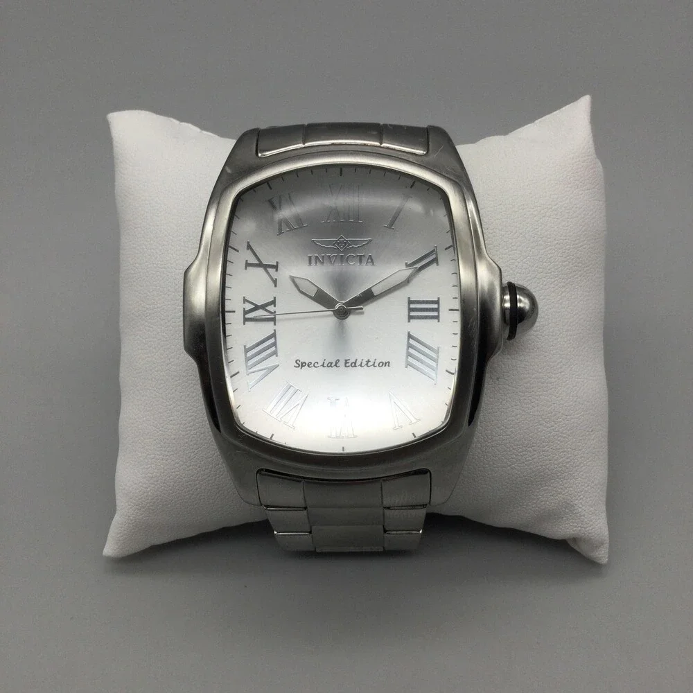 Invicta Lupah Special Edition 15187 Mens Watch 47mm Silver Tone New Battery 7.5